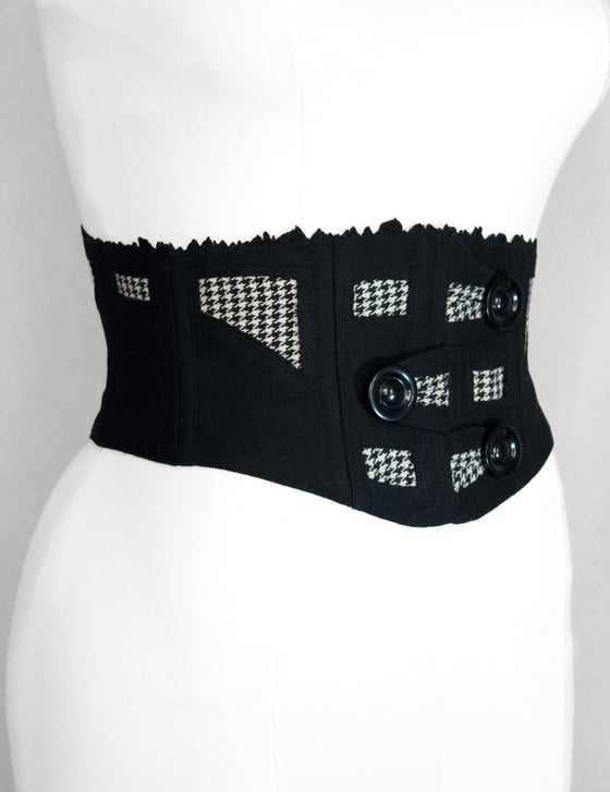 Image of Black and White Wool Cutout Corseted Belt