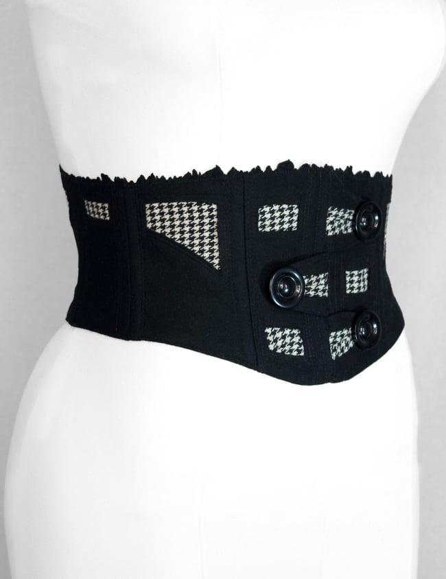 Black and White Wool Cutout Corseted Belt | Paloma Soledad