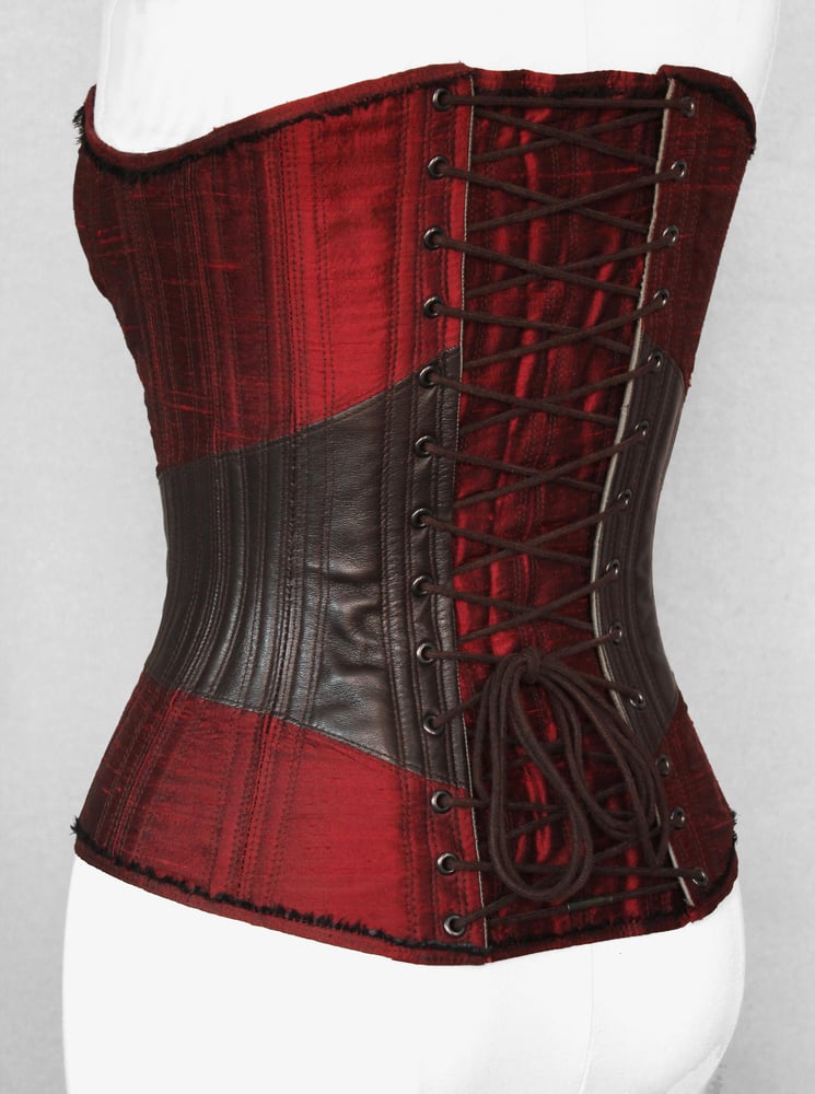Image of Red and Coffee Overbust Corset