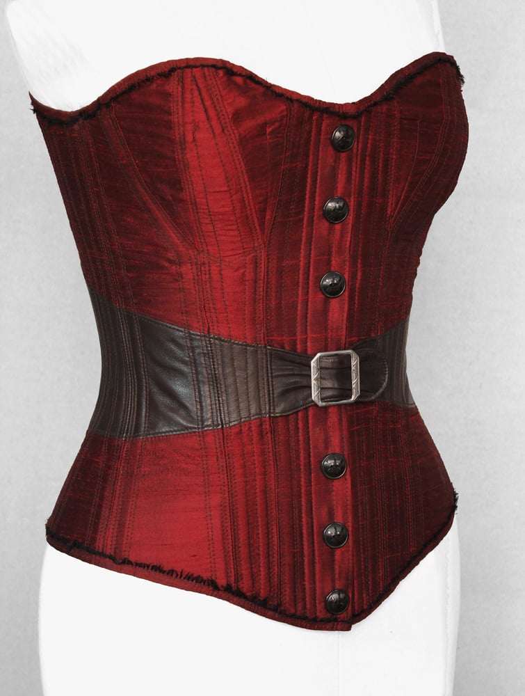 Image of Red and Coffee Overbust Corset