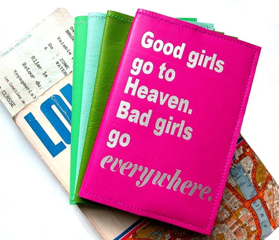 Personalized Leather Passport Cover - Good Girls Go To Heaven...