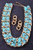 Image of Woven Leather and Gold Statement Necklace