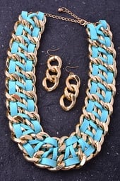 Image of Woven Leather and Gold Statement Necklace