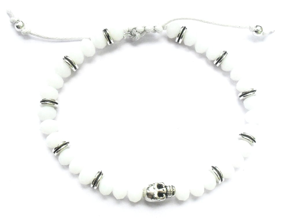 Image of White beaded Buddha bracelet