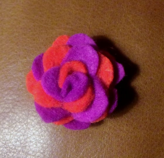 Image of Gentleman Rosette Lapel Pin - Bright Red and Fuchsia