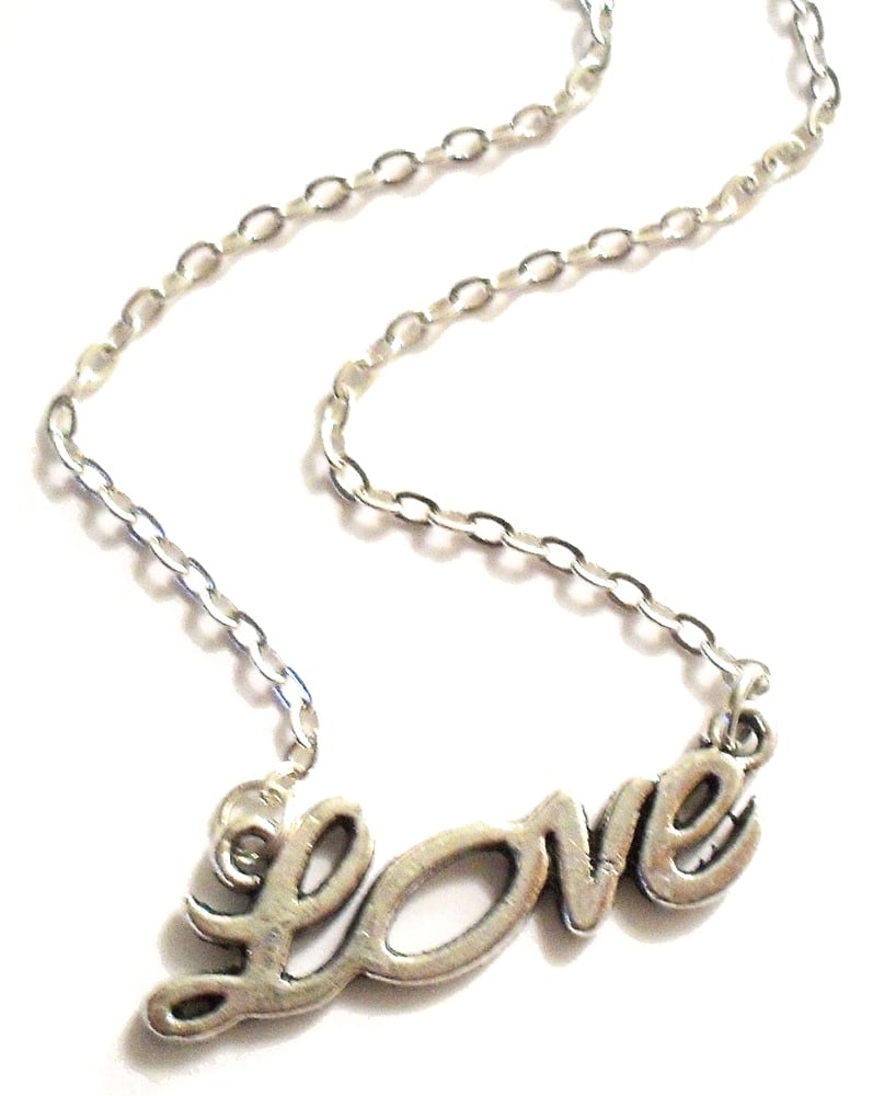 Image of Kool Jewels Silvertone "Love" Necklace
