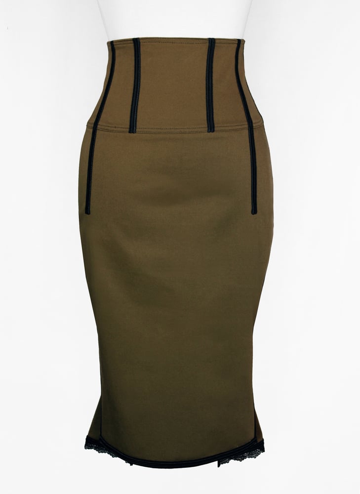 Image of Olive High Waist Pencil Skirt  
