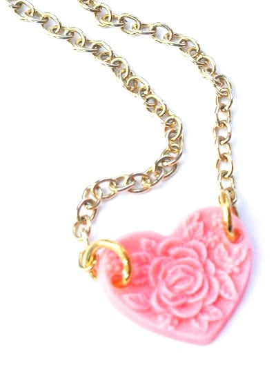 Image of Vintage Floral Heart Necklace