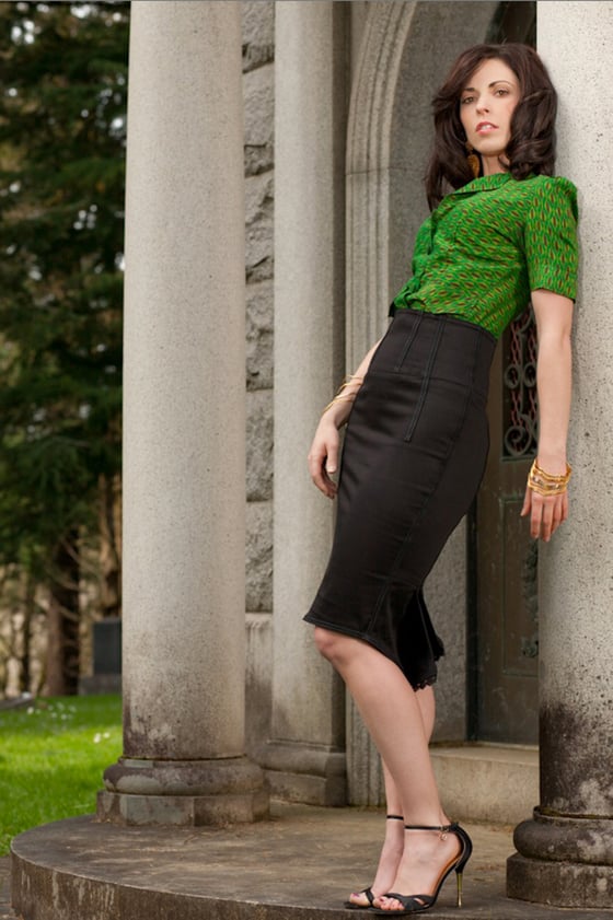 Image of Black High Waist Pencil Skirt    