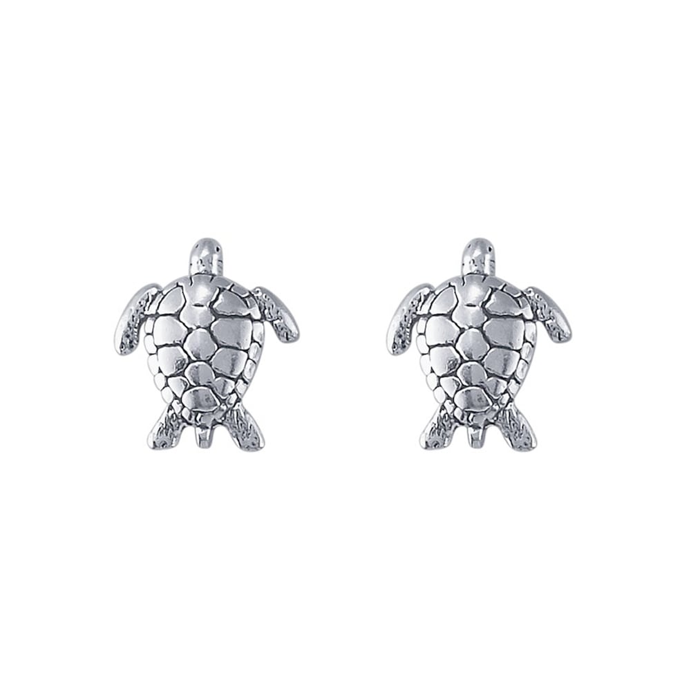 NauticalWheeler — Sea Turtle Stud Earrings in Sterling Silver