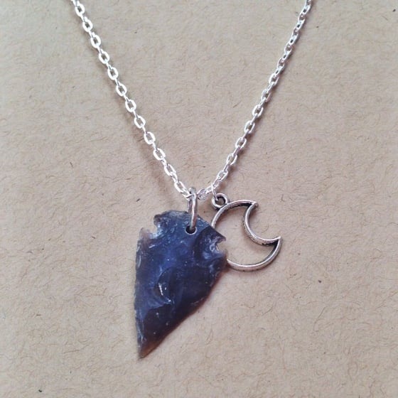 Image of Dark Side of the Moon Arrowhead Necklace