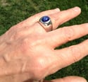 Oval Blue Star Sapphire Men's Ring in Heavy Sterling Silver