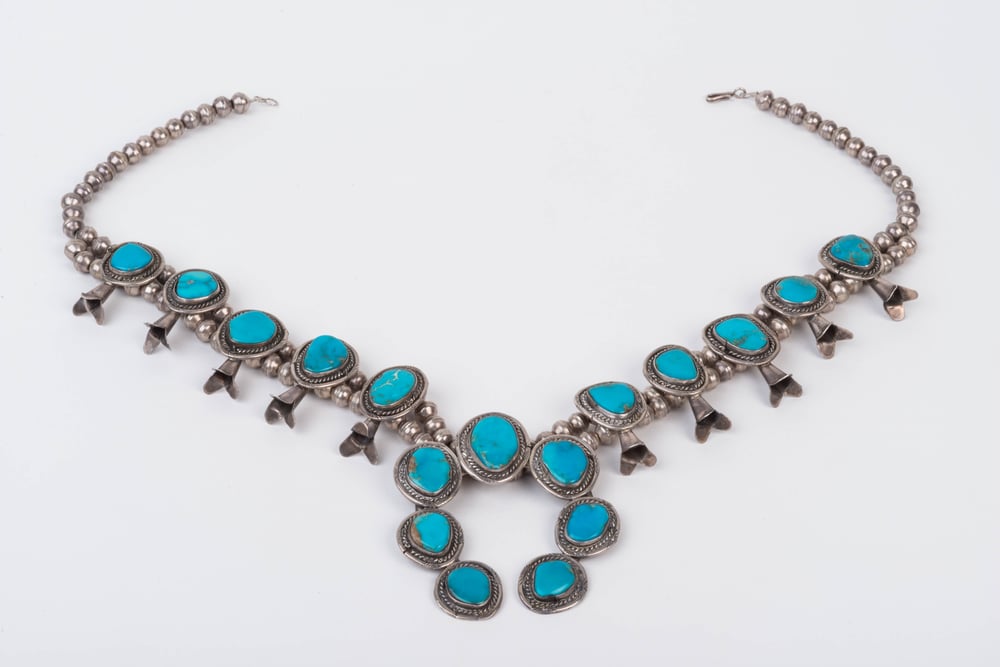 Image of Vintage Turquoise Squash Blossom Necklace