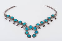 Image 3 of Vintage Turquoise Squash Blossom Necklace