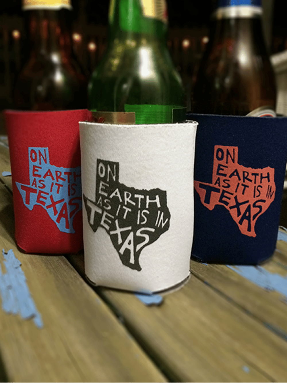 Image of "On Earth as it is in Texas" Koozie 3-Pack