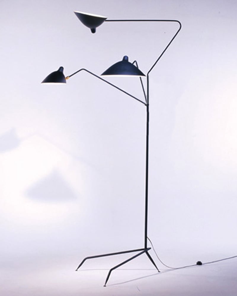 Image of Serge Mouille Style 3 Arm Standing Floor Lamp - Lampadaire 3 Bras