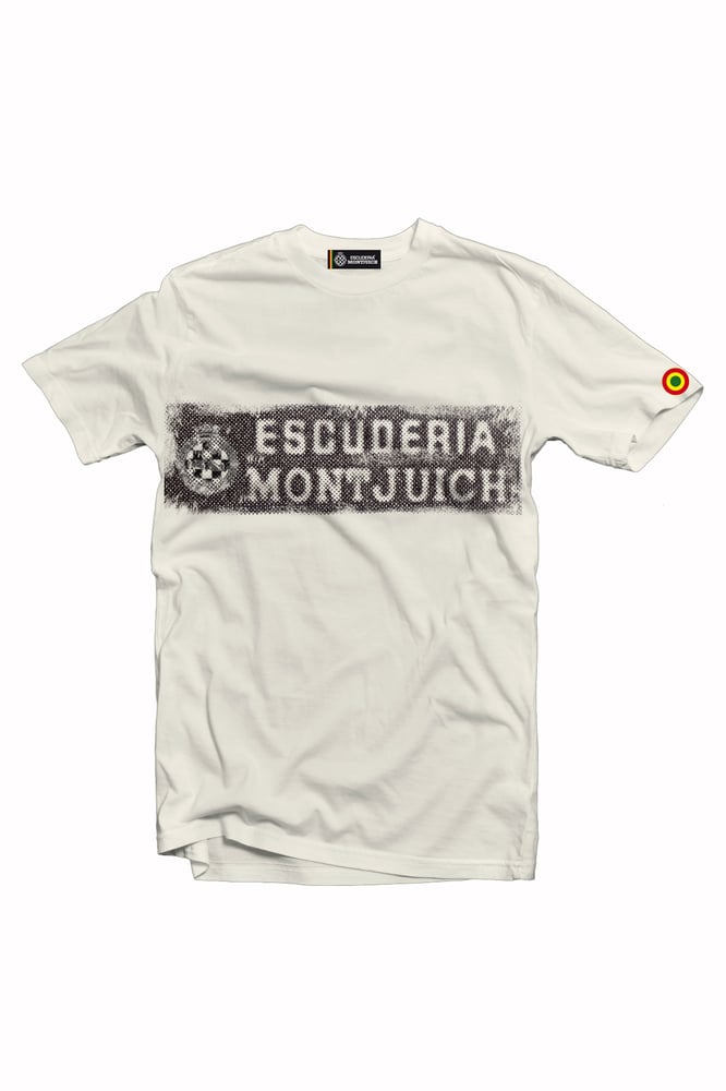 Image of ESCUDERIA MONTJUICH TSHIRT "WASTED STICKER IVORY"