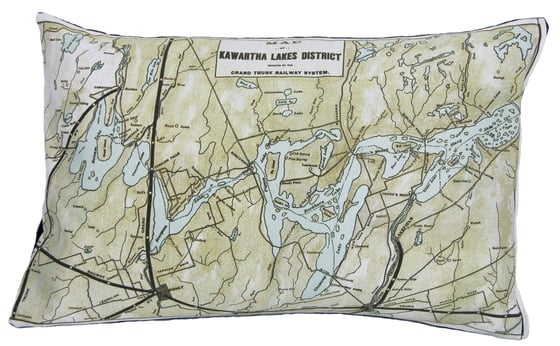 Image of Kawartha Lakes Vintage Map Pillow