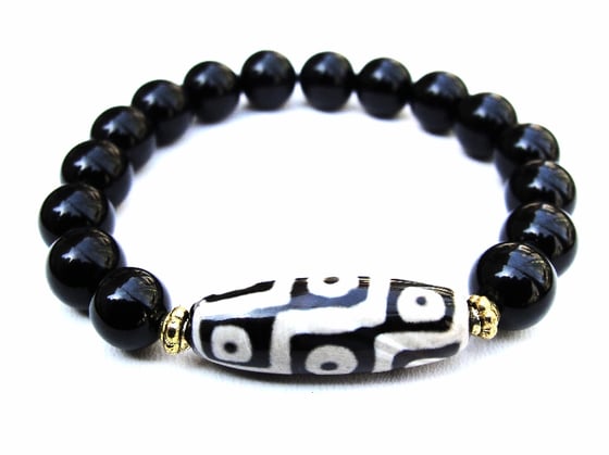 Image of BOYBEADS for The Hunger Project- Men's 10mm Black Onyx + African Tube Bead Bracelet for Guys