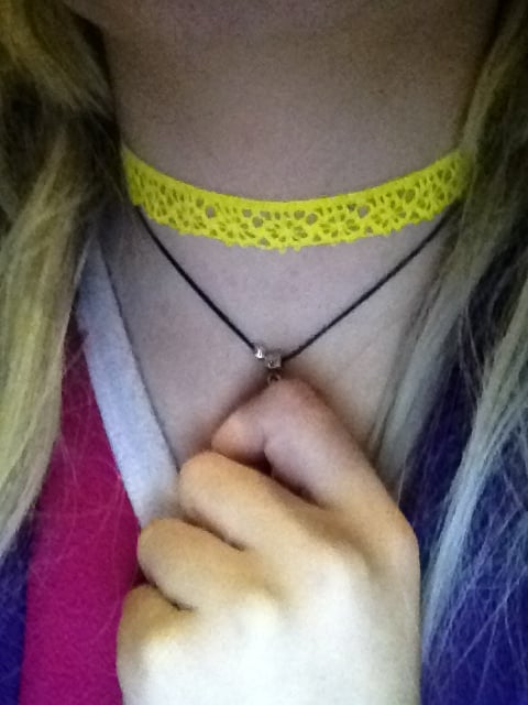 Image of Canary yellow lace choker 