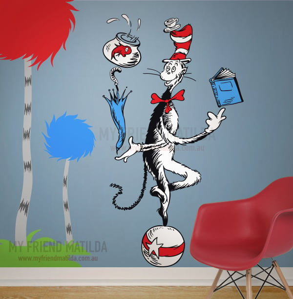 Cat Juggling on a ball - Dr Seuss Character | Removable Wall Decals ...