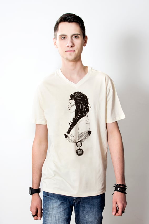 Image of Indienne - Tee-shirt col V homme