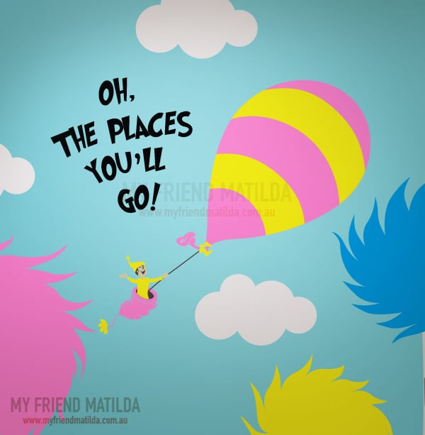 Kid On Hot Air Balloon Oh The Places You Ll Go Dr Seuss Character Removable Wall Decals Stickers By My Friend Matilda Kid On Hot Air Balloon Oh The Places You Ll Go Dr Seuss Character Removable Wall Decals Stickers By My Friend Matilda