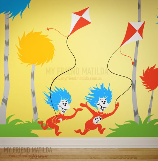 Thing 1 Thing 2 with Kites - Dr Seuss Character | Removable Wall Decals ...