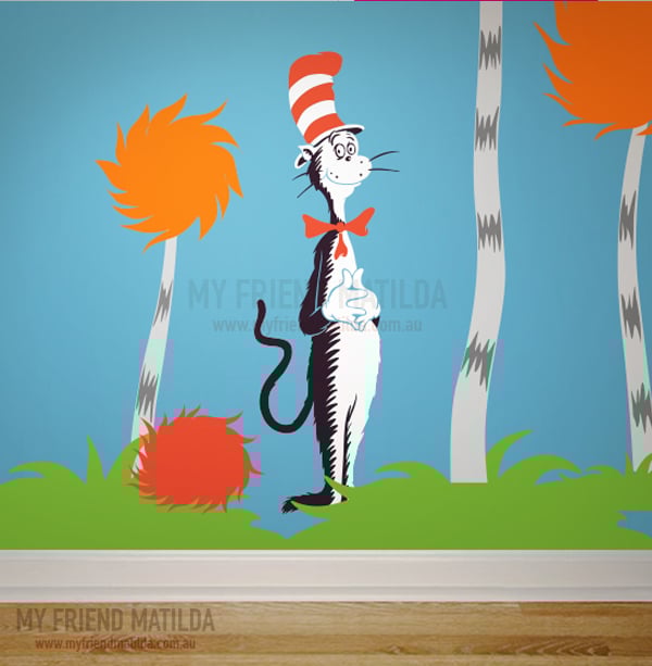 Cat in the Hat Dr Seuss Character Removable Wall Decals