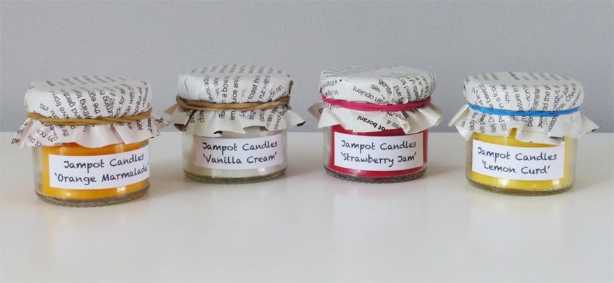 Image of Upcycled Jampot Candles - Set of 4 candles.