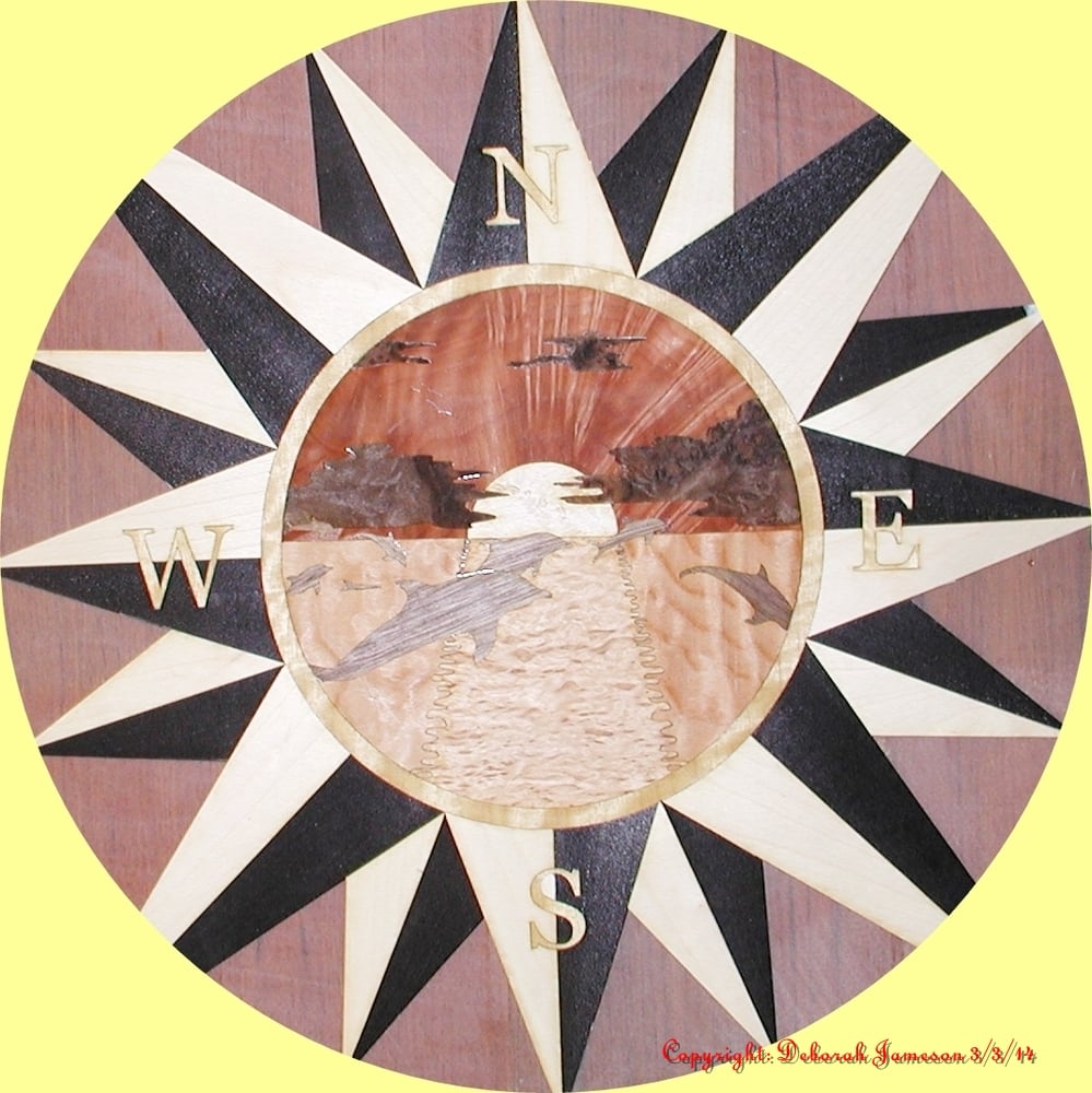 Image of Item No. 122. Star with Marquetry detail of a Lighthouse.