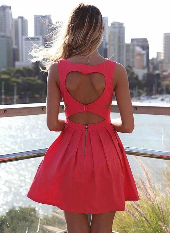 Image of Hot Pink Heart Crop Back Dress