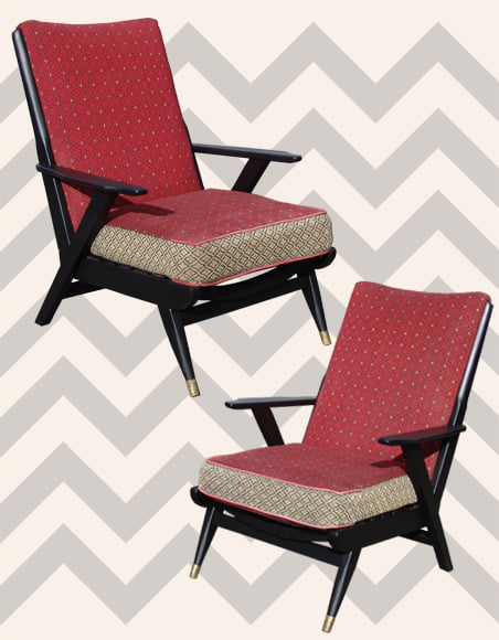 Image of Iconic Pair of 1950s Atomic-era Lounge Chairs