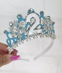 Image 5 of Silver snowflake blue birthday tiara