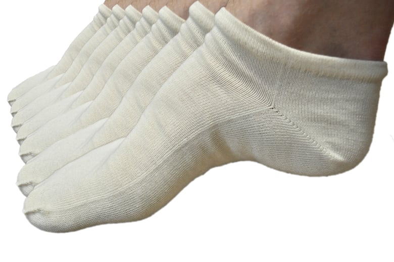 Image of Only Footprints, unbleached ankle socks, 100% Organic Cotton, 7 pairs