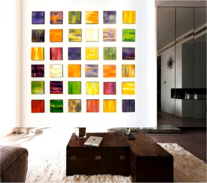 Image of 'IMPRESSIONS' | Original Abstract Painting | Wood Wall Art Sculpture | Colorful Painting