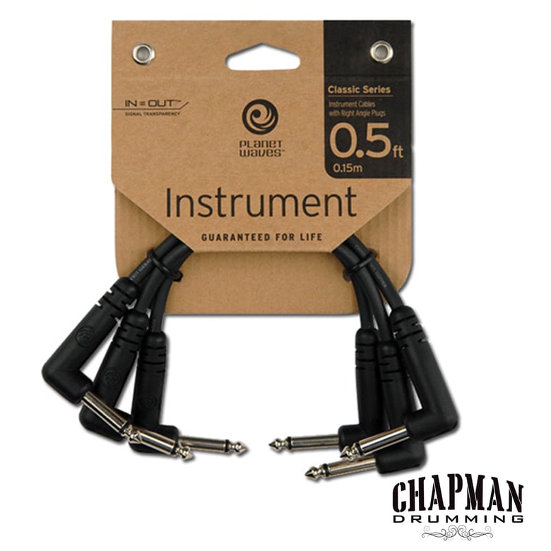 Image of Planet Waves 3 Pack (15cm) 6" Guitar Patch Cables 1/4" Right Angle Plugs PW-CGTP