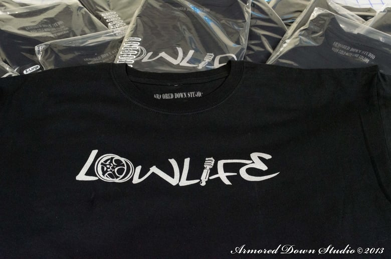 Image of LowLife Silver Shimmer on BLK T-Shirt
