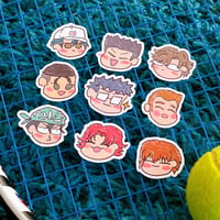 Image 2 of Prince of Tennis Tenipuri Seigaku Hyotei anime matte vinyl cute scribbly chibi die cut stickers