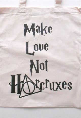 Image of Harry Potter 'Make Love Not Horcruxes' Natural Tote Bag