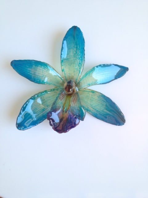 Image of "Blue Burst" Cymbidium Corsage Pin + Pendant Combo