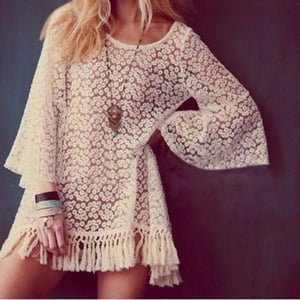 Image of Crochet/lace cream mini dress 
