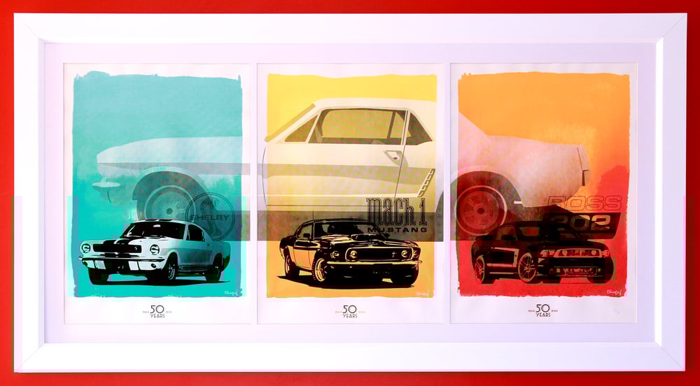 Image of Set of 3 Limited Edition 50th Anniversary Mustang Screen Prints