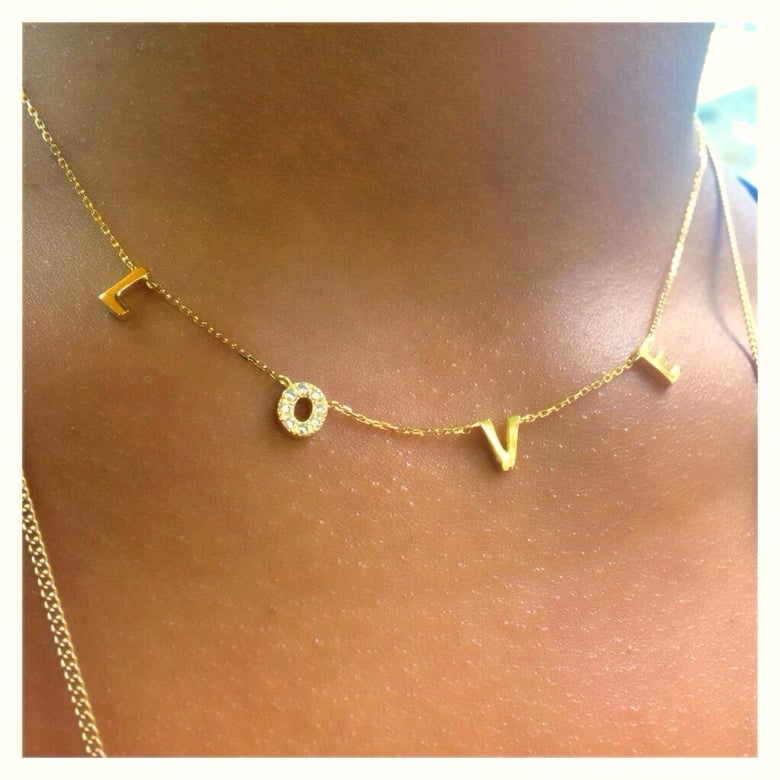 Image of L O V E gold filled necklace