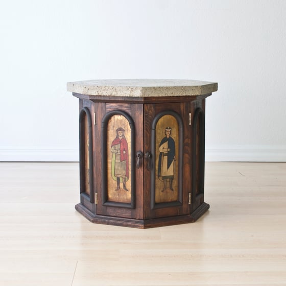 Image of Octagon End Table w/ Concrete + Brass Top