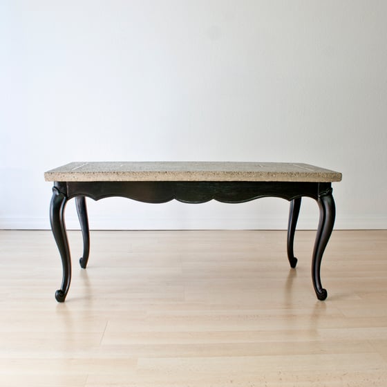 Image of Concrete + Brass Coffee Table w/ Cabriole Legs