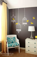 Vinyl Wall Sticker Decal Art - Three Birdcages