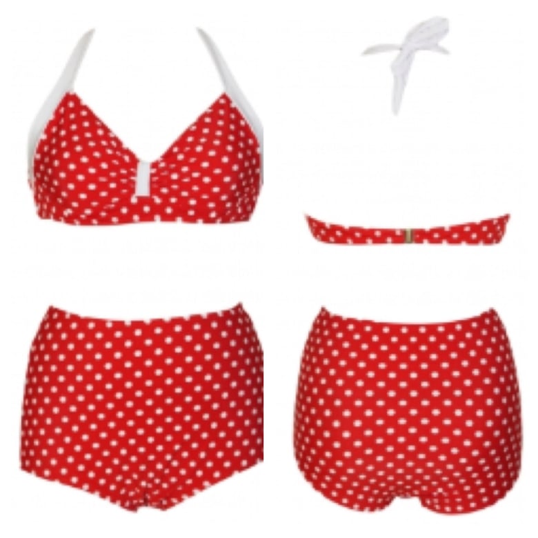 Image of Red Pin Up High Waist Bikini