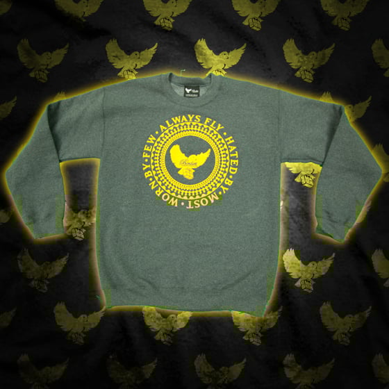 Image of Charcoal/Gold Birdies Crest Crewneck