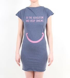 Image of DO THE REVOLUTION AND KEEP SMILING - Kleid - blau meliert